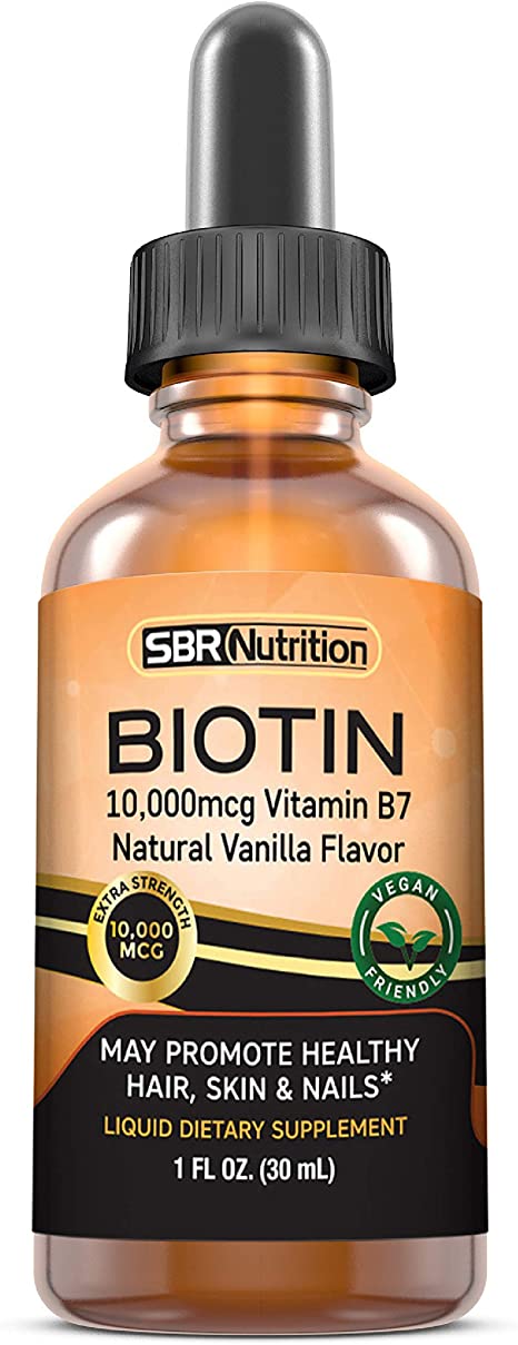 MAX Absorption Biotin Liquid Drops, 10000mcg of Biotin Per Serving, 60 Serving, No Artificial Preservatives, Vegan Friendly, Supports Hair Growth, Strong Nails and Glowing Skin, Made in USA
