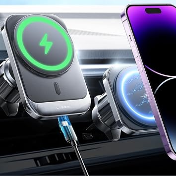 LISEN for MagSafe Car Mount Charger, 15W Wireless Charger for iPhone Magnetic Phone Holder Mount, Universal Vent Car Charger Fits iPhone 15 Pro Max Plus Mini 14 13 12