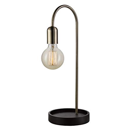 Globe Electric 12940 Kraven Table Lamp, Downlight, Antique Brass