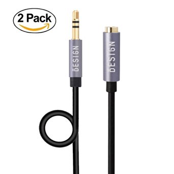 Besign 3.5mm Male to Female Extension Audio Cable, High Quality Gold-Plated Auxiliary Audio Cable Compatible for iPhone, iPad or Smartphones, Tablets, Media Players (2-Pack)