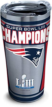 Tervis 1324941 NFL New England Patriots Super Bowl 53 Champions Stainless Steel Insulated Tumbler with Lid, 20 oz, Silver