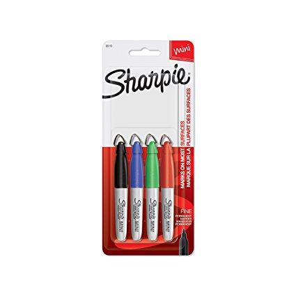 Sharpie Mini Permanent Markers, Fine Point, Assorted Colors, 4 Count