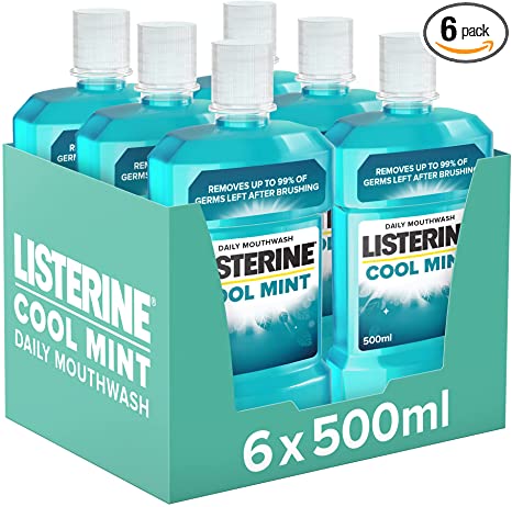 Listerine Cool Mint Mouthwash, 6X 500ml,Blue