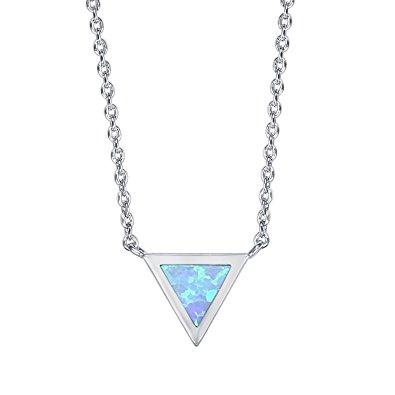 PAVOI 14K Gold Plated Triangle Bezel Set Pink/White/Green/Blue Created Opal Necklace 16-18"