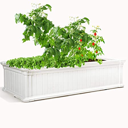 Giantex Raised Garden Bed, Planter for Flower Vegetables, Outdoor Plant Box Patio Backyard, Easy Assembly (48''Lx24''Wx12''H, White)