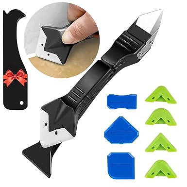 Silicone Remover Tool, FOLAI Sealant Grout Finishing Tool with 3-in-1 Silicone Caulking Tools & 4 Replace Silicone & 10PCS Grout Sealant Remover Tool Set, Modelling Ball Tools