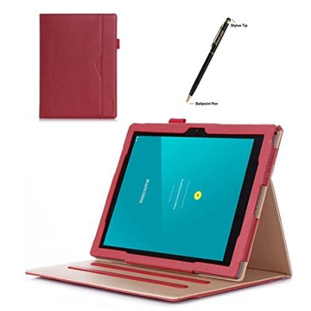 Google Pixel C Case ProCase Leather Stand Folio Case Cover for 2015 Google Pixel C Tablet 102 inch with Multiple Viewing angles auto SleepWake Document Card Pocket Red