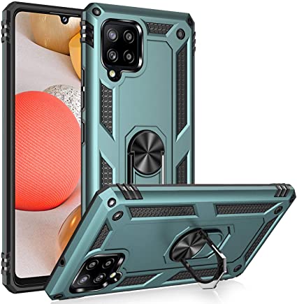 A42 5G Case,ADDIT Samsung Galaxy A42 5G Case [ Military Grade ] Shock-Absorption Bumper Cover Samsung A42 5G Anti-Scratch Case with Ring Car Mount Kickstand for Samsung Galaxy A42 5G - Teal
