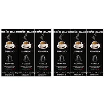 COFFEE NESPRESSO COMPATIBLE Capsules ($0.33)-Cafe Pure- For all NESPRESSO original line Machines, PACK of 10 Pods ($19.99). Made in ITALY (60, ESPRESSO/Black)