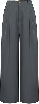 GRACE KARIN Wide Leg Pants for Women Cotton Linen Business Casual Long Trousers Palazzo Pants with Pockets