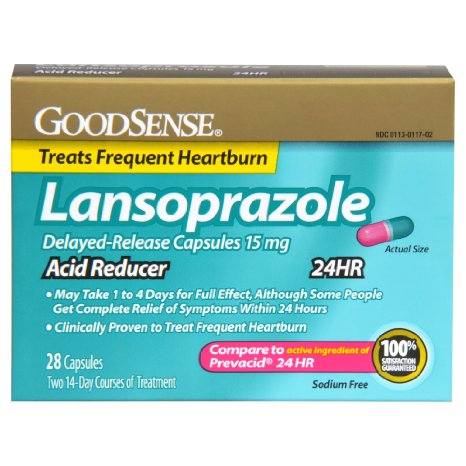 GoodSense Acid Reducer, Lansoprazole Delayed Release Capsules, 15 mg, 28 Count