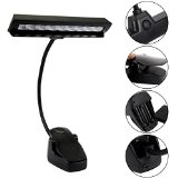 Exlight Music Stand Light Clip on LED Reading Lamp -Nine Bulb One Arm -Free AC Adapter -Portable for Mixing Orchestra Work Craft Table Travel and Desk -Music Led USB Cable Included