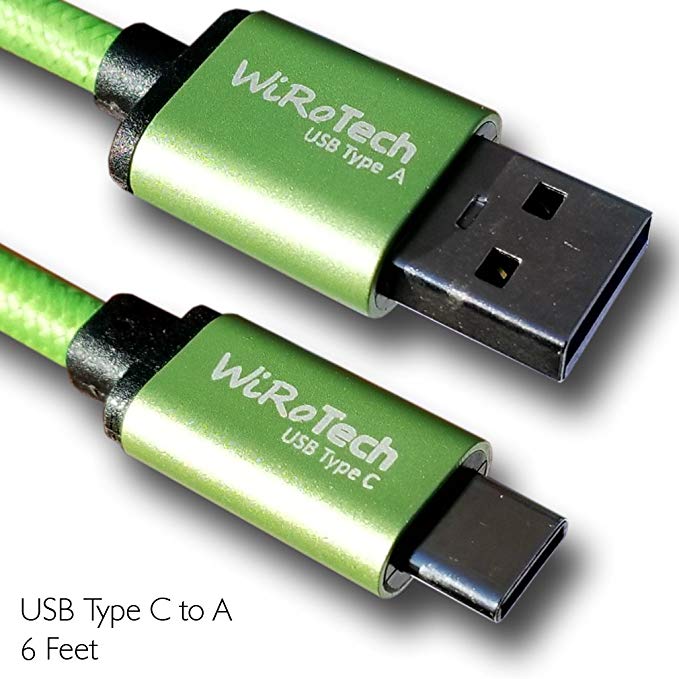 USB C Cable, WiRoTech Lime Green USB-C to USB-A Fast Charging Cable (6 feet, Lime Green)