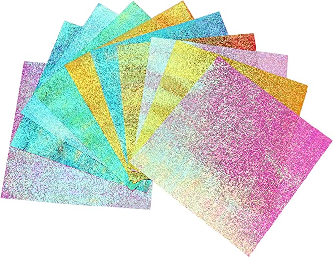 Milisten 100 Sheet Shiny Origami Paper - 10 Colors Square Iridescent Paper Origami Paper, Decoration Paper, Glitter Square Folding Paper for Kids Arts & Crafts Projects