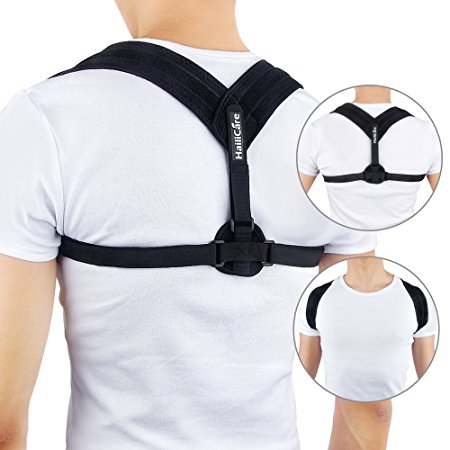 HailiCare Posture Corrector - Adjustable Clavicle Support Upper Back Brace - Shoulder Support Brace - Computer Sitting Work Prevents Slouching for Women Men (28" to 48")