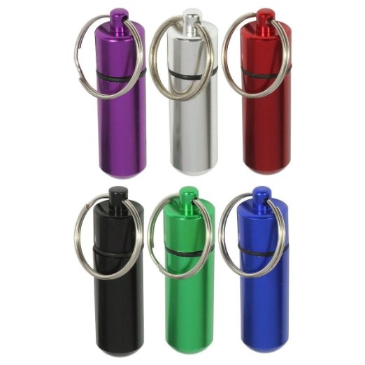 GC - 6pc Water Resistant Small Pill Containers w/ Keychain Geocaching Tool *US FAST FREE SHIPPER*