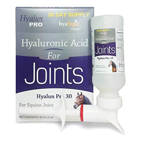 Hyalogic Hyaluronic Acid Horse Joint Supplement–Pure Hyaluronic Acid (HA) Equine Joint Supplement & Cartilage Care– Available as 30 and 90 Day Supplment, Horse Muscle Rub and Gel (Equine Syringe Oral)