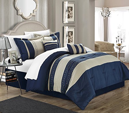 Chic Home Carlton 6-Piece Comforter Set, King Size, Navy