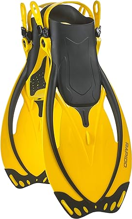 Phantom Aquatics Rapido Boutique Collection Marine Open Heel Adjustable Snorkel Fin with Snorkeling Gear Carry Bag
