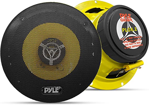 Car Two Way Speaker System - Pro 6.5 Inch 240 Watt 4 Ohm Mid Tweeter Component Audio Sound Speakers For Car Stereo w/ 30 Oz Magnet Structure, 2.25” Mount Depth Fits Standard OEM - Pyle PLG6.2 (Pair)