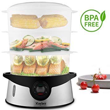 9.5 Quart Food Steamer BPA Free with LCD Digital Display, Rendio 3 Tier Stackable Baskets Vegetable Steamer with Rice and Grains Tray, Electric Steamer 800W Fast Heat up
