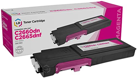 LD © Dell Compatible VXCWK (V4TG6) Magenta High Yield Toner Cartridge Includes: 1 593-BBBS Magenta for use in Dell Color Laser C2660dn, and C2665dnf Printers