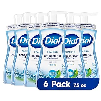 Dial Antibacterial Foaming Hand Wash, Spring Water, 7.5 fl oz (Pack of 6)