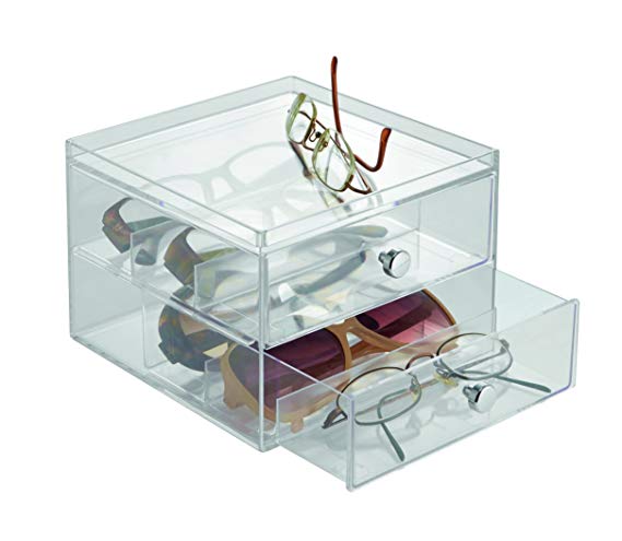 InterDesign Clarity - Stackable 2-Drawer Organizer for Glasses - Clear