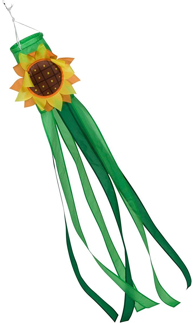 60-inch Sunflower 3D Windsock (5-feet) - Full-Sized - Spun Polyester Fabric — Includes swival Hanging Clip