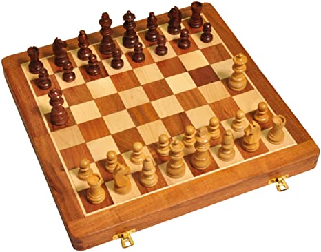 Palm Royal Handicrafts 12.5 inches Best Folding Wooden Handmade Chess Set Board with Magnetic Pieces with Extra Queen with Premium Quality 12.5x12.5 inch .