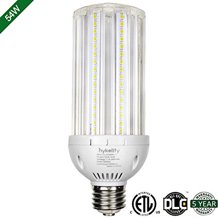 Hykolity 54W LED Corn Light Bulb [150W Metal Halide|HID Replacement] 5500lm 6000K Cool White E39 Mogul Screw Base for Street, Garage, Warehouse, Parking Lot 360° Flood Lamp