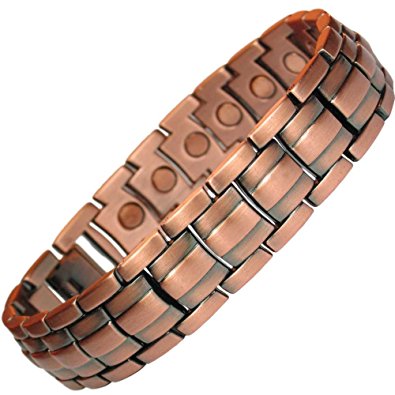 MPS® Mens Copper Rich Magnetic Therapy Bracelet with clasp and 3,000 gauss Neodymium Magnets   Free Links Removal Tool