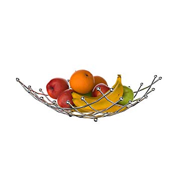 BBLHOME Fruit Basket, Modern Countertop Wire Fruit Vegetable Basket Bowl Tray for Kitchen Counter