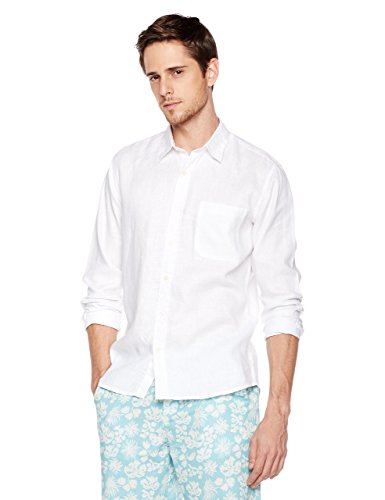 Isle Bay Linens Men's Standard-Fit 100% Linen Long-Sleeve Woven Casual Shirt