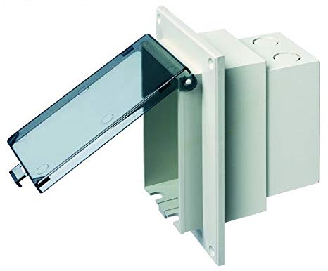 Arlington DBVR1C-1 Low Profile IN BOX Electrical Box with Weatherproof Cover for Flat Surface Retrofit Construction, 1-Gang, Vertical, Clear