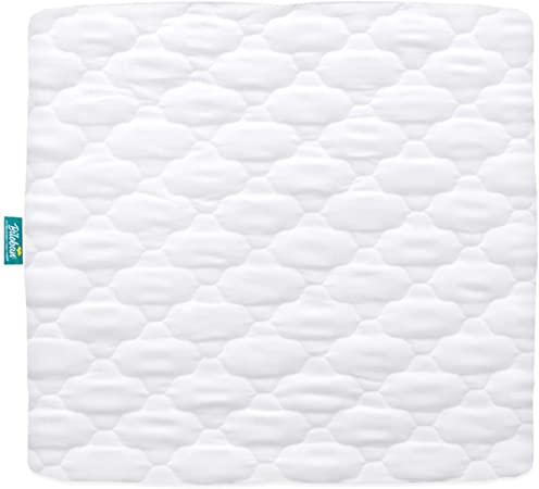 Playard Mattress Cover -for Square Play Yard, Perfect for New Room2 / TotBloc Portable Playard, Waterproof, Ultra Soft, Fitted Playpen Mattress Cover, White