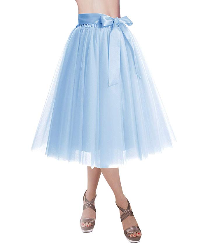 DRESSTELLS Knee Length Tulle Skirt Tutu Skirt Evening Party Gown Prom Formal Skirts