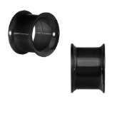Tunnels Plugs Black Steel Double Flared Flesh Tunnels 2 Pieces from 10 Gauge - 24mm