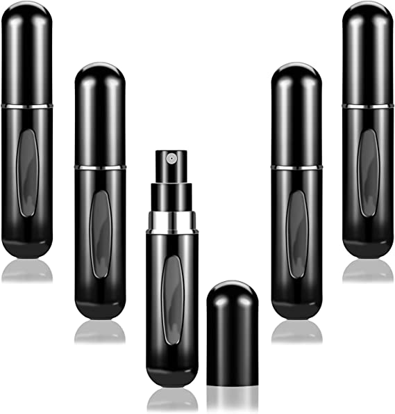 Daixers 5Pcs Perfume Travel Bottle Refillable Portable Perfume Atomizer Bottles 5ml/0.2oz (Black)