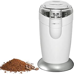 Moulin à café électrique Clatronic, Moulin à café avec percussion en acier inoxydable, capacité 40 g, moteur 120 watts, acier inoxydable blanc, KSW 3306