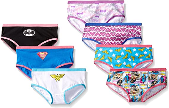 DC Comics Handcraft Little Girls' Justice League Hipster Underwear (Pack of 7), Assorted, 6