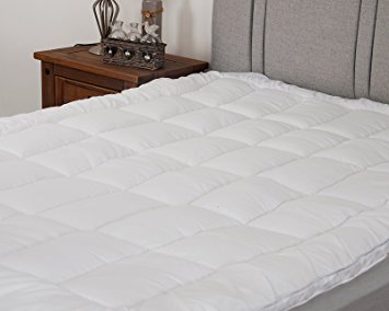 Premium New 5cm Deep SUPER KING SIZE Microfibre Mattress Topper with Peach Feel Microfibre Casing, Box Stitched & Elasticated Corner Straps from Lancashire Bedding