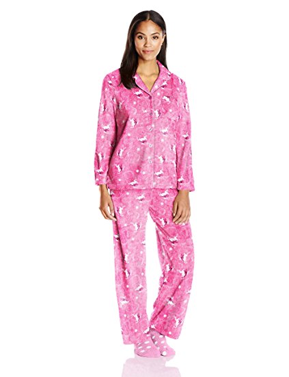 Karen Neuburger Women's Minky Fleece Girlfriend Pajama Set with Sock Pj