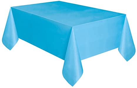Light Blue Plastic Tablecloth, 108" x 54"