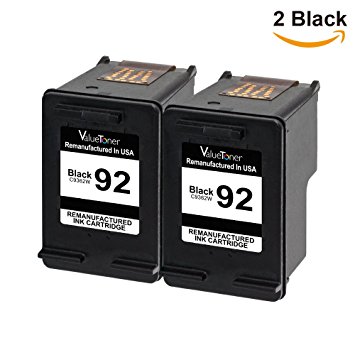 Valuetoner Remanufactured Ink Cartridge Replacement For Hewlett Packard HP 92 C9512FN C9362WN (2 Black) 2 Pack