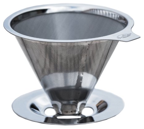 JavaPresse Pour Over Coffee Dripper and Maker  Stainless Steel Brewer with Paperless Drip Filter