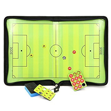 Hipiwe Football /Soccer Coach Magnetic Board with Zipper - Perfect Leather Soccer Tactics Board for Coaches, Players