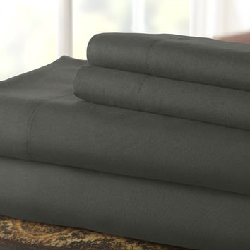 400 Thread Count 100% Egyptian Cotton KING Size Sheet Set, Solid Charcoal Color