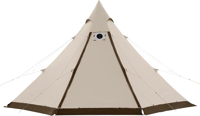 Naturehike Ranch Hot Tent with Stove Jack, Glamping Teepee Tent for 6-8 Person, 4 Season Winter Camping Tent with Vestibule & Poles, Octagon Large Tall Tipi Tent for Family Camping, Hiking, Hunting,