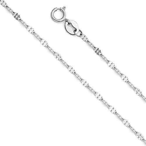 14k Yellow OR White Gold Solid 1.5mm Twisted Mirror Chain Necklace with Spring Ring Clasp